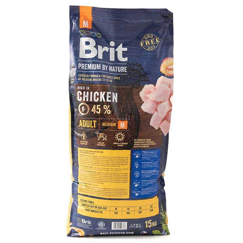 Brit Premium (Брит Премиум) by Nature ADULT M - Сухой корм с курицей для взрослых собак средних пород (3 кг) в E-ZOO