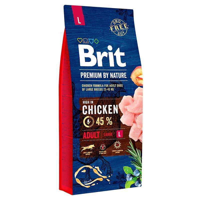 Brit Premium by Nature ADULT L - Сухой корм с курицей для взрослых собак крупных пород (15 кг) в E-ZOO