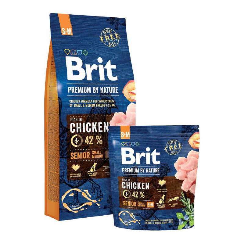 Brit Premium (Брит Премиум) by Nature SENIOR S+M - Сухой корм с курицей для стареющих собак мелких и средних пород (3 кг) в E-ZOO