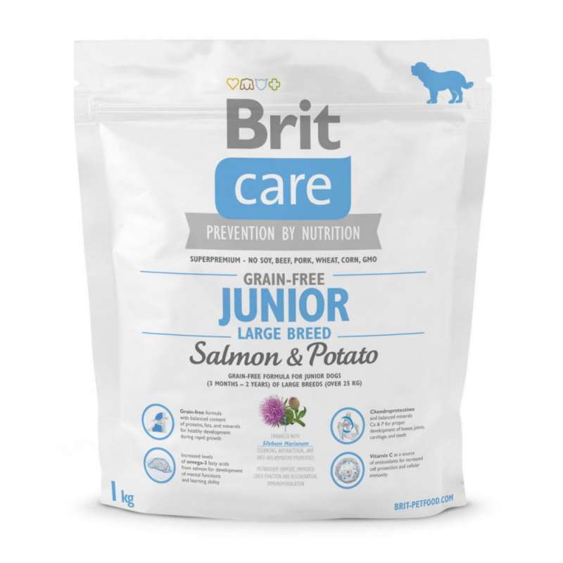 Brit Care (Бріт Кеа) Junior Large Breed Salmon & Potato - Сухий корм з лососем і картоплею для цуценят і молодих собак гігантських порід (1 кг) в E-ZOO