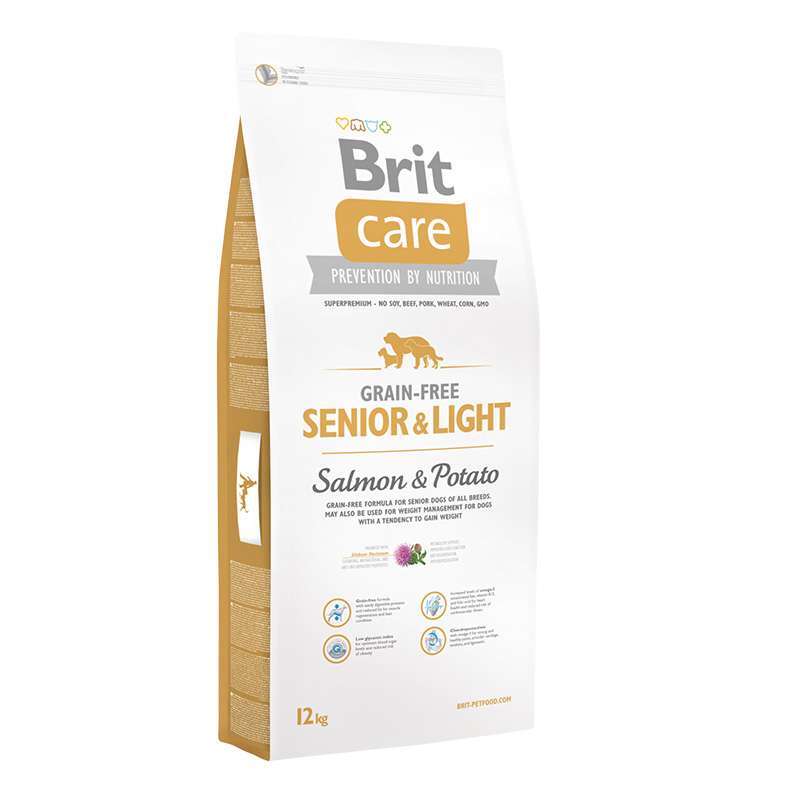 Brit Care (Брит Кеа) Grain-free Senior & Light - Сухой беззерновой корм с лососем и картофелем для стареющих, склонных к ожирению собак