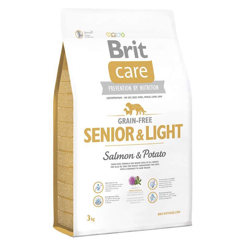 Brit Care (Брит Кеа) Grain-free Senior & Light - Сухой беззерновой корм с лососем и картофелем для стареющих, склонных к ожирению собак (3 кг) в E-ZOO