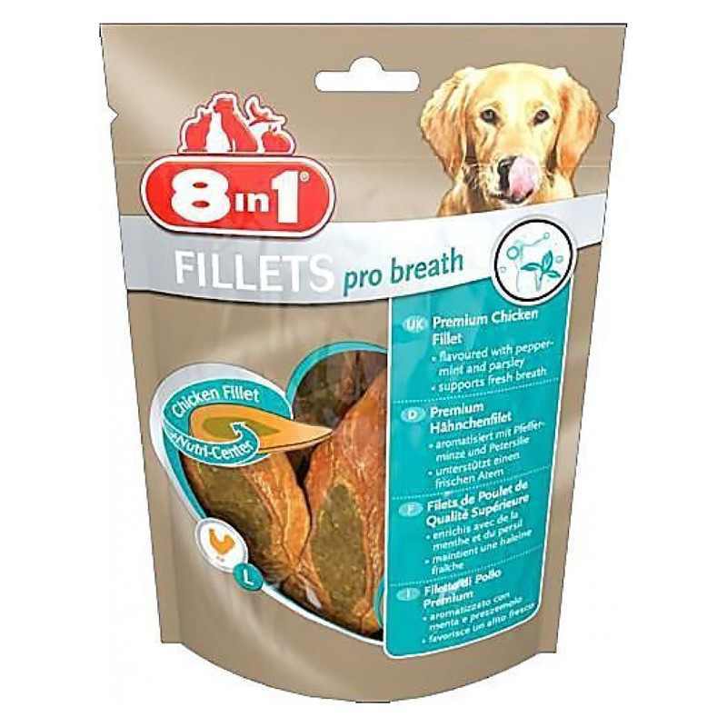 8in1 (8в1) Fillets Pro Breath - Лакомство-куриное филе для собак освежающее дыхание (80 г) в E-ZOO