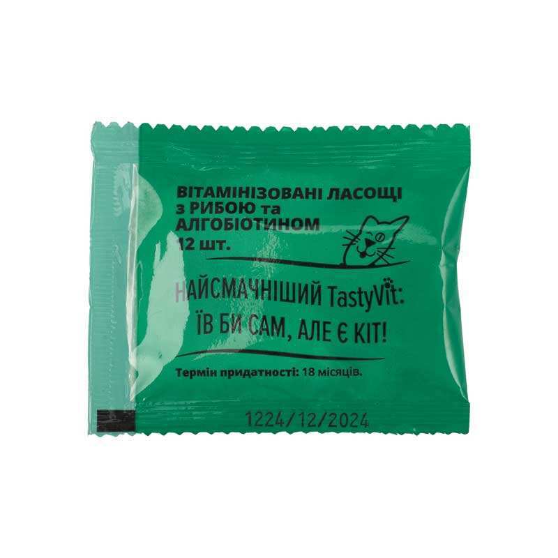 AnimAll TastyVit Algobiotin - Витаминизированные лакомства с рыбой и алгобиотином для кошек (50 шт) в E-ZOO