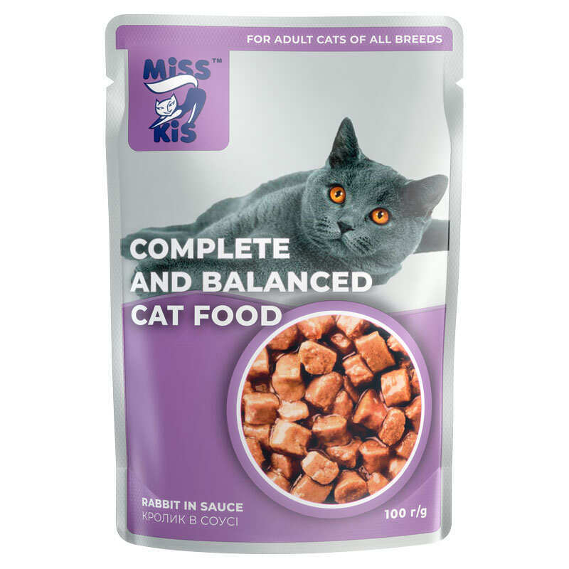 Miss Kis Rabbit in Sauce - Вологий корм з кроликом для дорослих котів (шматочки в соусі) (100 г) в E-ZOO