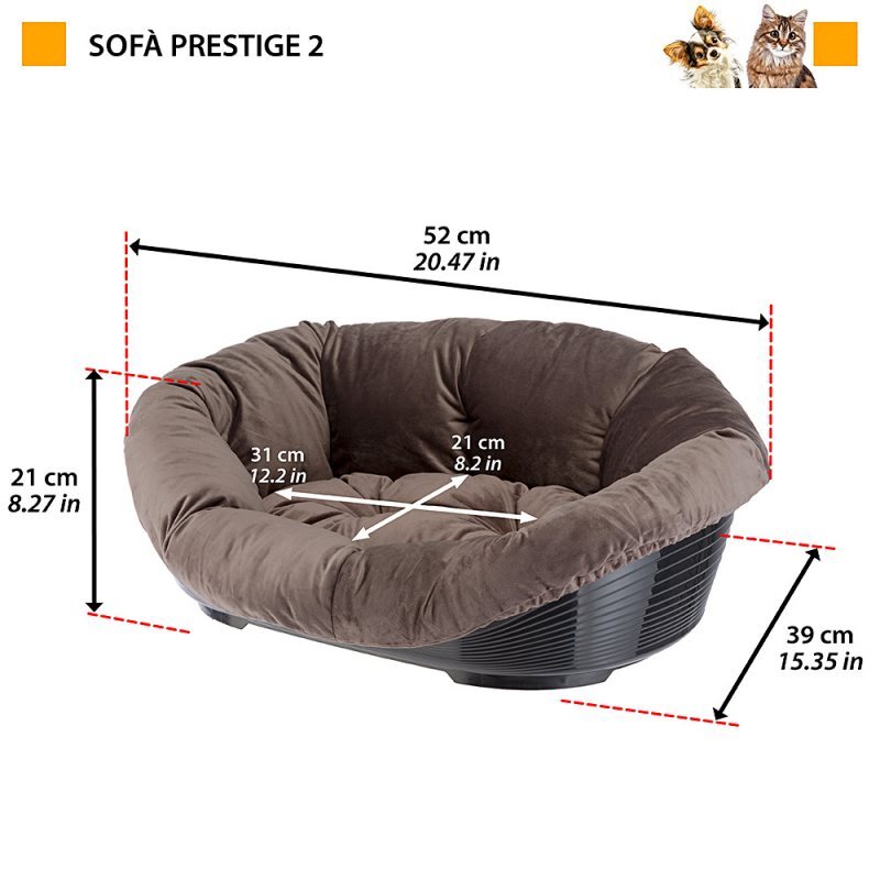 Ferplast (Ферпласт) SOFA PRESTIGE - Пластиковый лежак с чехлом для кошек и собак (64x48x25 см) в E-ZOO