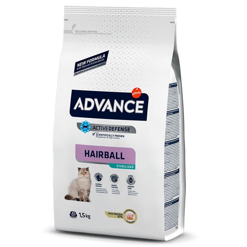 Advance (Едванс) Cat Sterilized Hairball Turkey - Сухий корм з індичкою для стерилізованих котів і для профілактики утворення грудок вовни в ШКТ (1,5 кг) в E-ZOO
