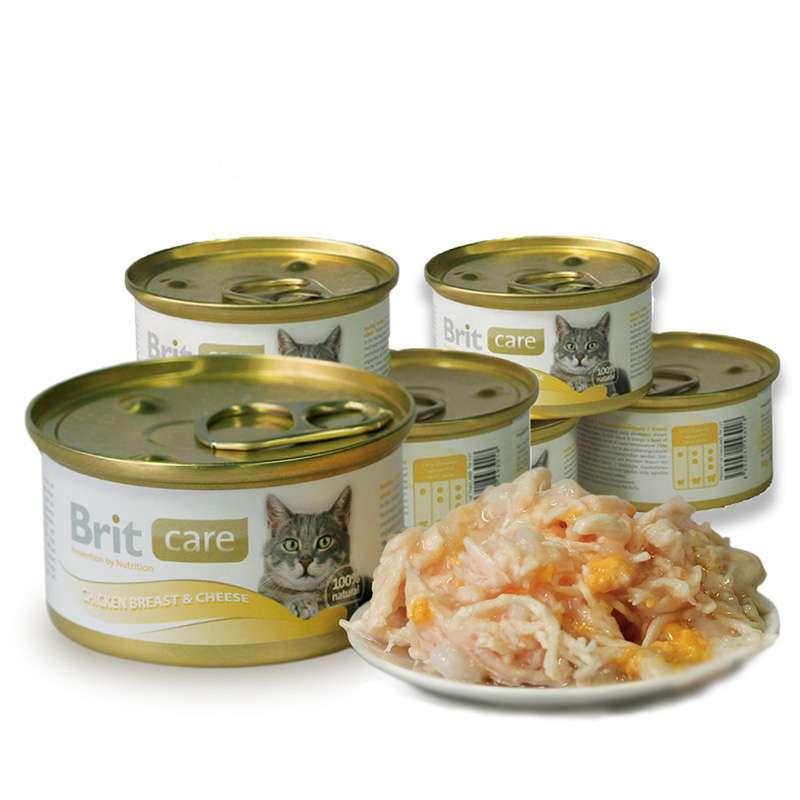 Brit Care (Бріт Кеа) Cat Chicken Breast & Cheese - Консерви з курячою грудкою та сиром в соусі для дорослих котів (80 г) в E-ZOO