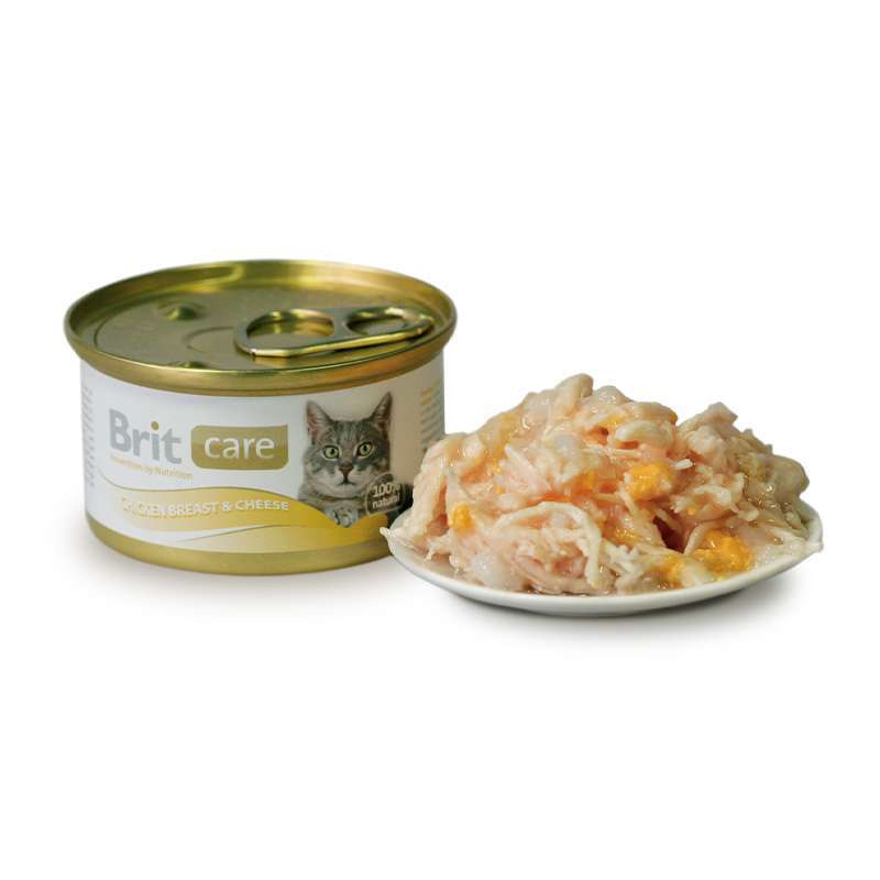 Brit Care (Бріт Кеа) Cat Chicken Breast & Cheese - Консерви з курячою грудкою та сиром в соусі для дорослих котів (80 г) в E-ZOO