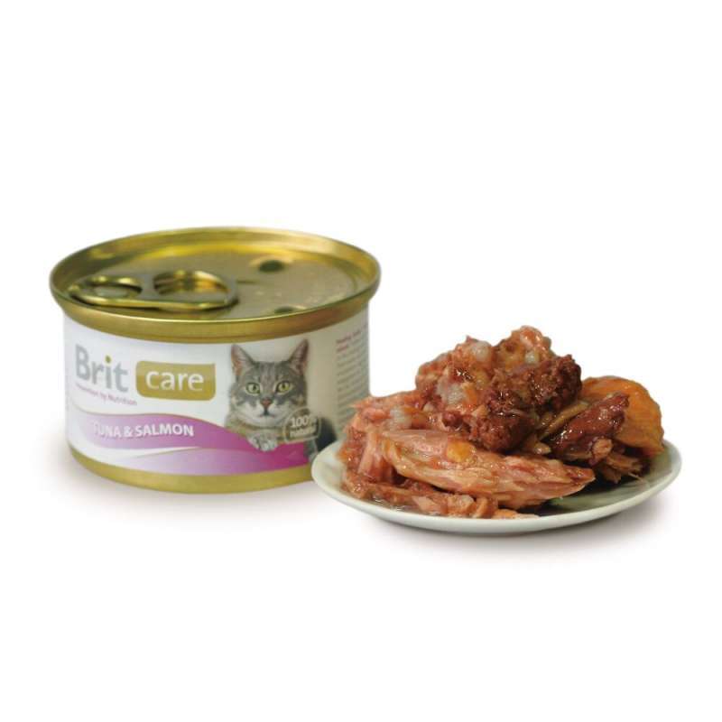 Brit Care (Брит Кеа) Tuna & Salmon - Консервы с тунцом и лососем в соусе для взрослых кошек (80 г) в E-ZOO