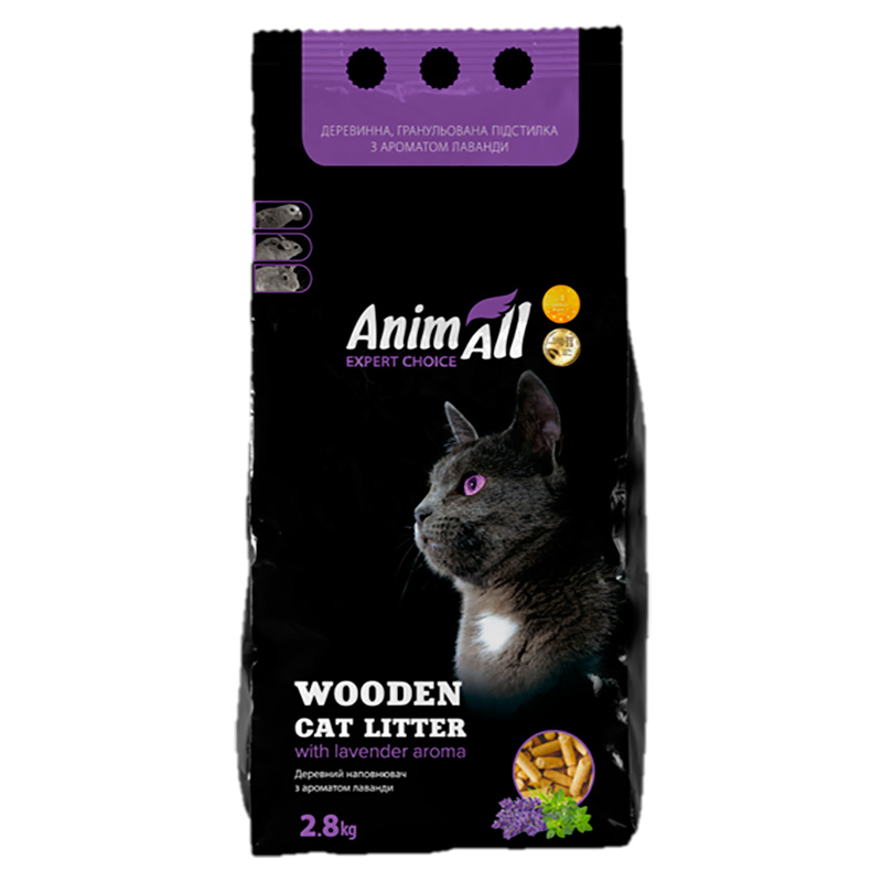 AnimAll (ЭнимАлл) - Наполнитель древесный для кошачьих туалетов с ароматом лаванды (2,8 кг) в E-ZOO