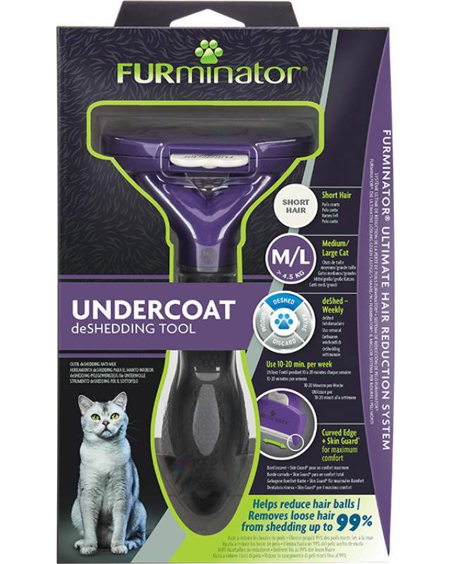 FURminator (ФУРминатор) Short Hair Large Cat - Фурминатор для короткошерстных кошек весом от 4,5 кг (M - L/Short) в E-ZOO