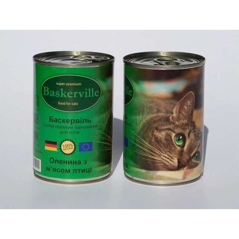 Baskerville (Баскервіль) Консерви для котів з олениною і курячим м'ясом (400 г) в E-ZOO