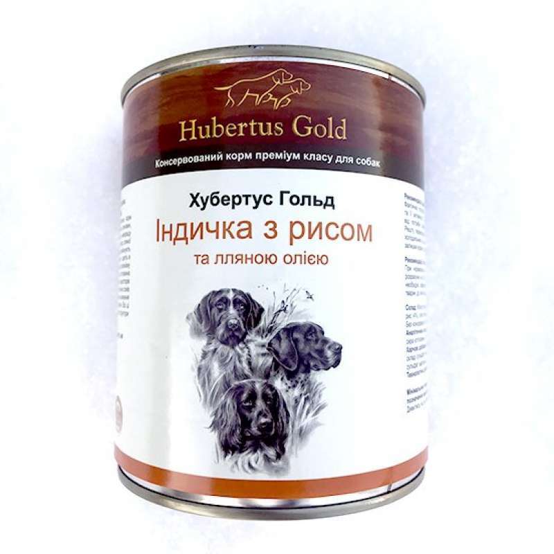 Hubertus Gold (Хубертус Голд) - Консервований корм індичка з рисом і лляною олією для активних собак (800 г) в E-ZOO