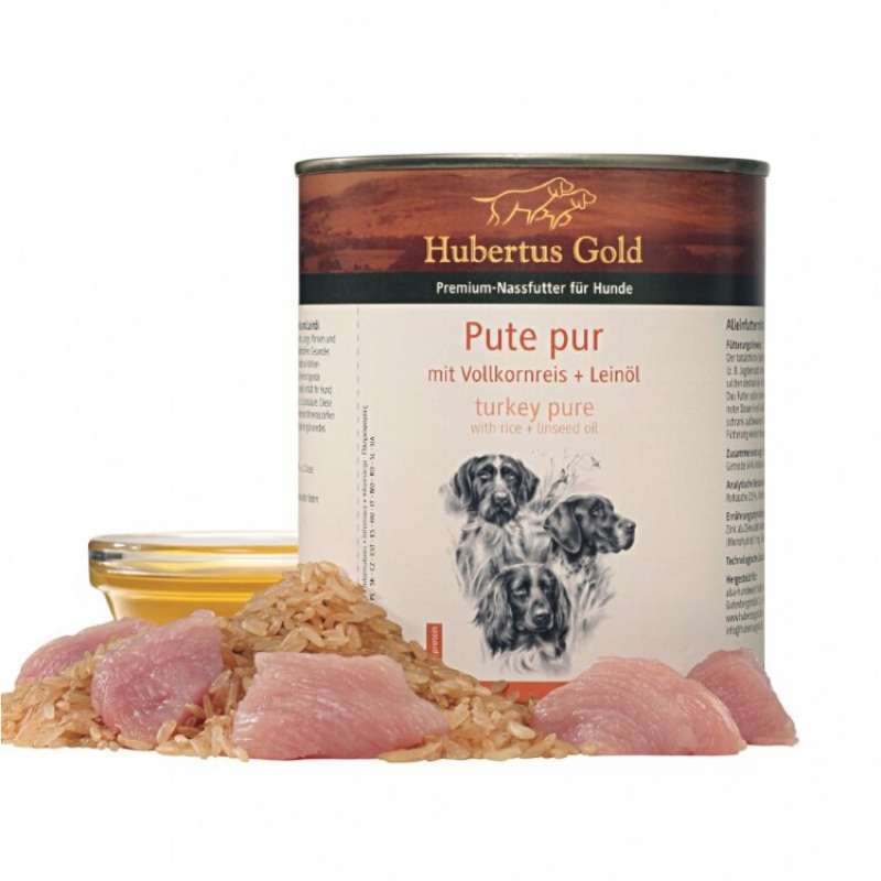 Hubertus Gold (Хубертус Голд) - Консервований корм індичка з рисом і лляною олією для активних собак (800 г) в E-ZOO