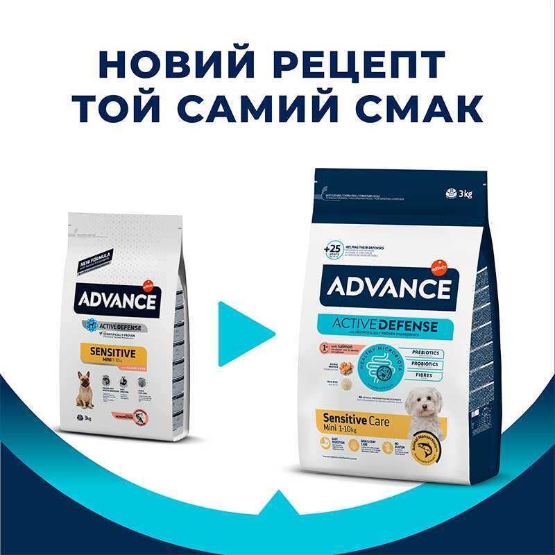 Advance (Эдванс) Dog Sensitive Mini Salmon - Сухой корм с лососем для взрослых собак маленьких пород с чувствительным пищеварением (3 кг) в E-ZOO