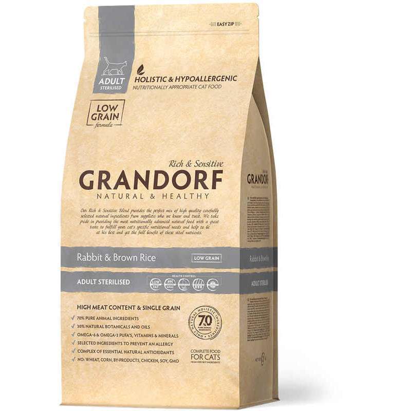 Grandorf (Грандорф) Rabbit & Brown Rice ADULT STERILIZED - Сухий корм з кроликом і рисом для стерилізованих котів (400 г) в E-ZOO
