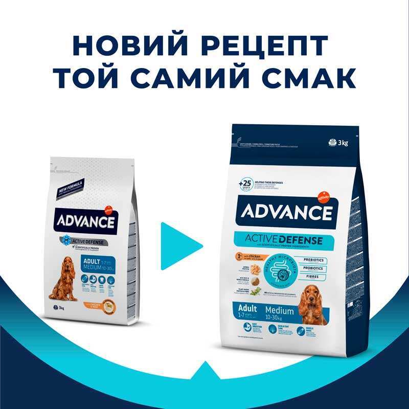 Advance (Эдванс) Dog Adult Medium Chicken - Сухой корм с мясом курицы для взрослых собак средних пород (3 кг) в E-ZOO