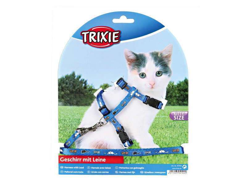 Trixie (Тріксі) Шлея з повідцем для кошенят, з малюнком кішки-мишки (21-34 / 120 см) в E-ZOO