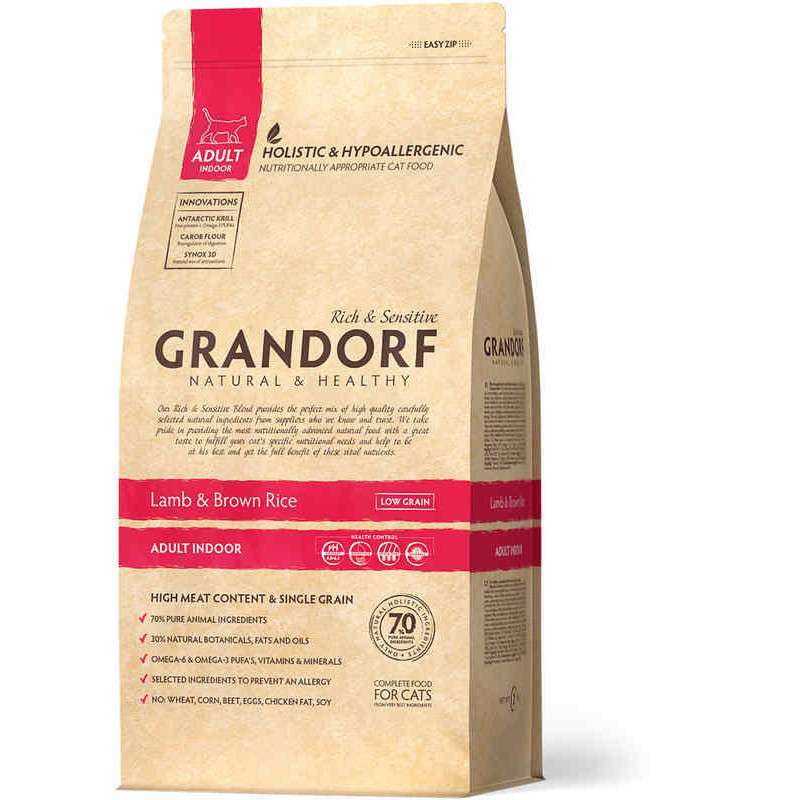Grandorf (Грандорф) Lamb&Brown Rice ADULT INDOOR - Сухой корм с ягненком и рисом для взрослых, домашних кошек (400 г) в E-ZOO