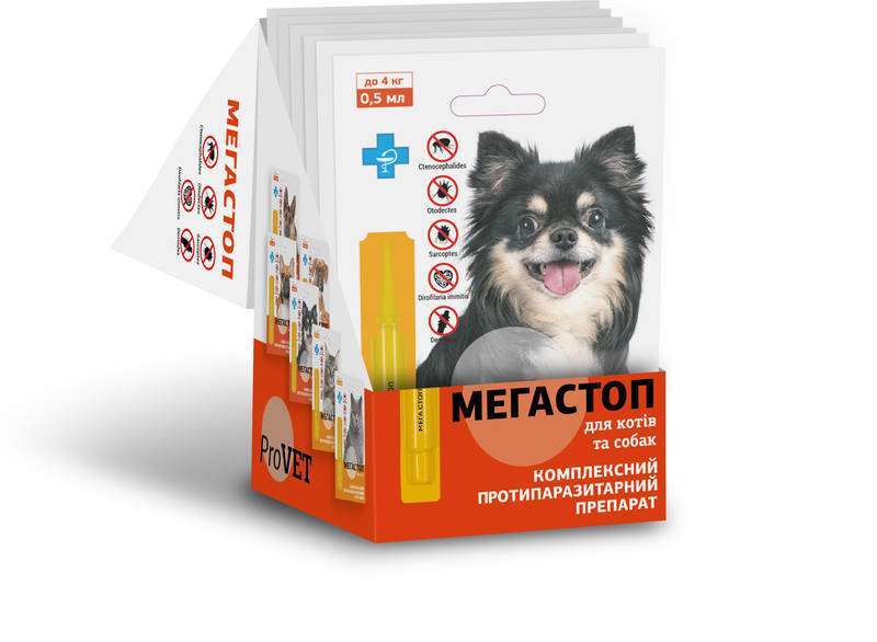 ProVET (ПроВет) МЕГА СТОП Капли противопаразитарные для собак (до 4 кг) в E-ZOO
