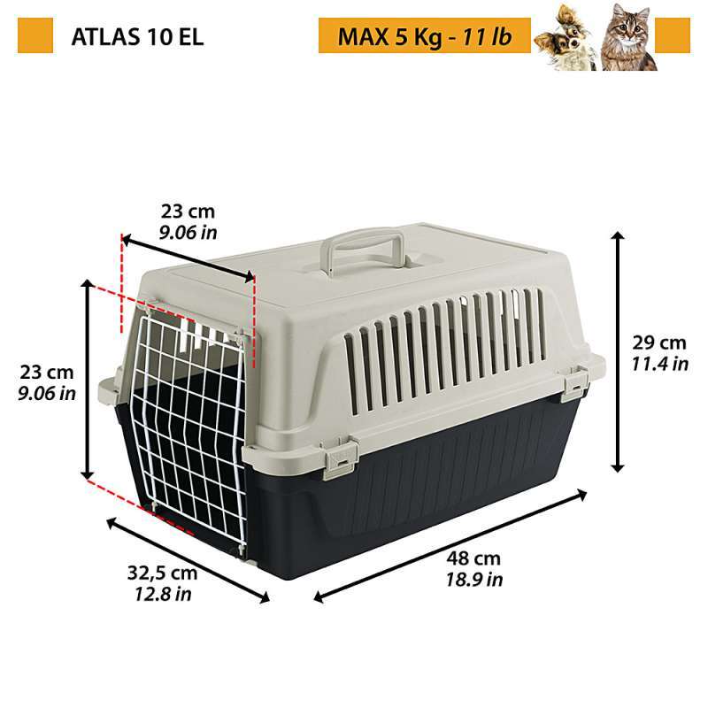 Ferplast (Ферпласт) Atlas 10 El - Переноска для путешествий с собаками и кошками весом до 5 кг (48x32,5x29 см) в E-ZOO
