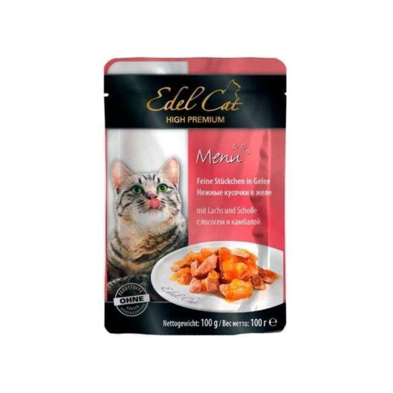Edel Cat (Эдель Кэт) Menu - Пауч с лососем и камбалой в нежном желе для кошек (100 г) в E-ZOO