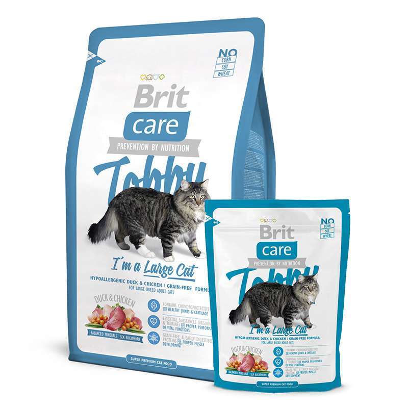Brit Care (Брит Кеа) Cat Tobby - Сухой корм с уткой и курицей для взрослых кошек крупных пород (2 кг) в E-ZOO