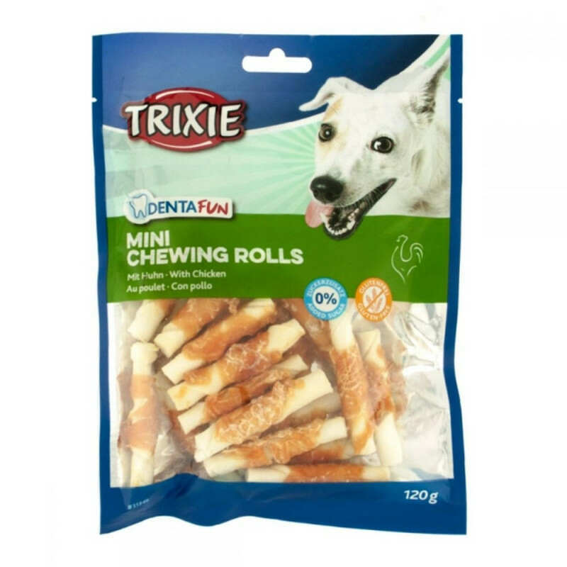 Trixie (Трикси) Denta Fun Chicken Chewing Rolls - Лакомство палочки для чистки зубов с курятиной для собак (120 г / 6 см) в E-ZOO