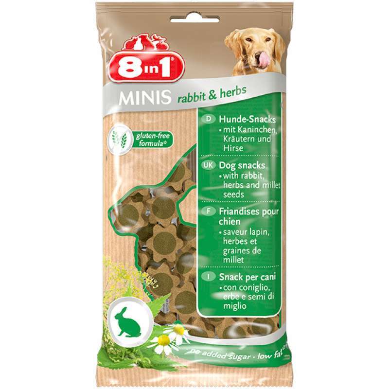 8in1 (8в1) Minis Rabbit & Herbs - Ласощі для собак з кроликом і травами (100 г) в E-ZOO