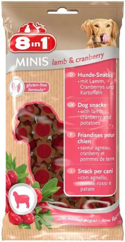 8in1 (8в1) Minis Lamb & Cranberry - Ласощі для собак з ягням і журавлиною (100 г) в E-ZOO