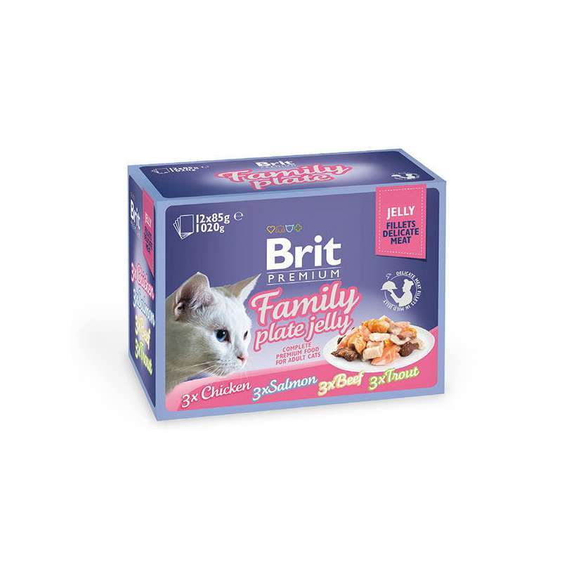 Brit Premium (Брит Премиум) Cat Family Plate Jelly - Набор паучей "Семейная тарелка" в желе для кошек (12х85 г) в E-ZOO