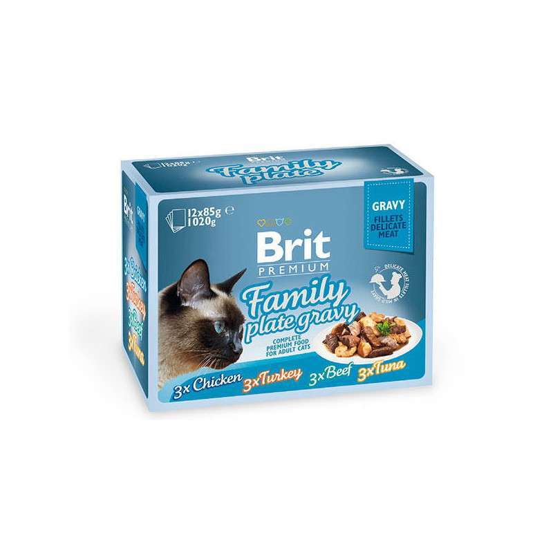 Brit Premium (Бріт Преміум) Cat Family Plate Gravy - Набір паучів "Родинна тарілка" в соусі для котів (12х85 г) в E-ZOO