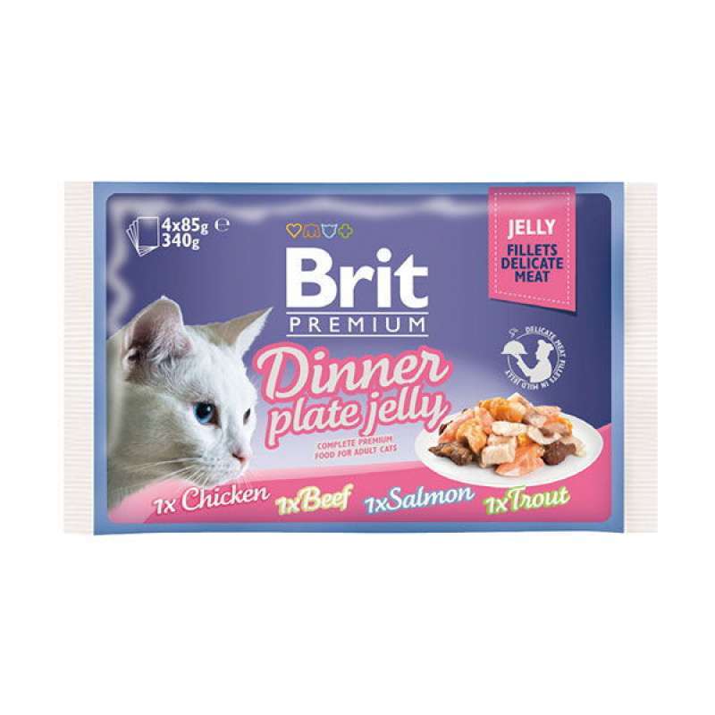 Brit Premium (Брит Премиум) Cat Dinner Plate Jelly - Набор паучей "Обеденная тарелка" в желе для кошек (4х85 г) в E-ZOO