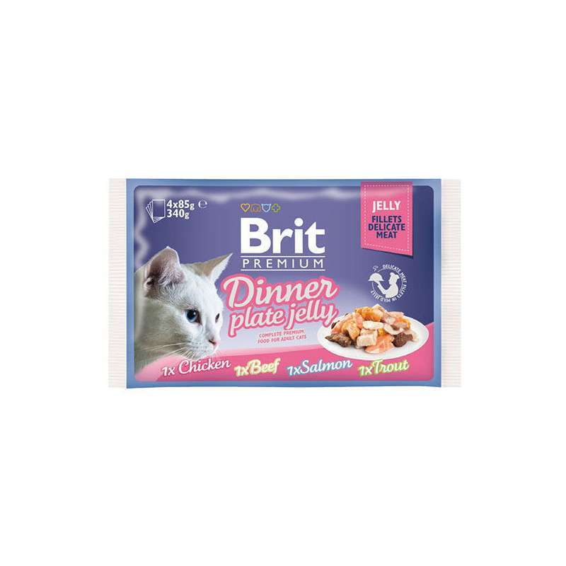 Brit Premium (Бріт Преміум) Cat Dinner Plate Jelly - Набір паучів "Обідня тарілка" в желе для котів (4х85 г) в E-ZOO