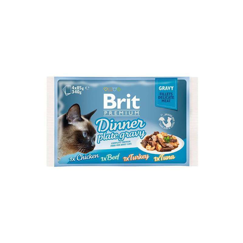 Brit Premium (Бріт Преміум) Cat Dinner Plate Gravy - Набір паучів "Обідня тарілка" в соусі для котів (4х85 г) в E-ZOO
