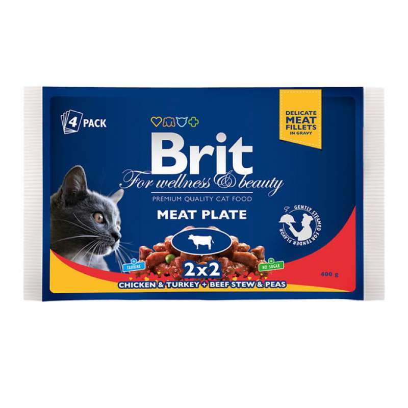 Brit Premium (Бріт Преміум) Cat Meat Plate - Набір паучів "М'ясна тарілка" для котів (4х100 г) в E-ZOO