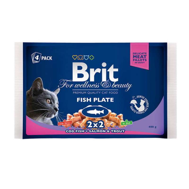 Brit Premium (Брит Премиум) Cat Fiah Plate - Набор паучей "Рыбная тарелка" для кошек (4х100 г) в E-ZOO