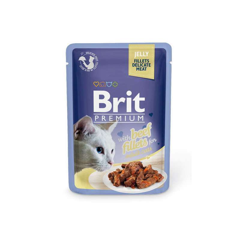 Brit Premium (Бріт Преміум) Cat Beef fillets Jelly - Вологий корм зі шматочками з філе яловичини в желе для котів (85 г) в E-ZOO