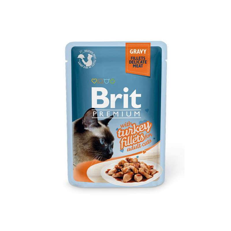 Brit Premium (Брит Премиум) Cat Turkey fillets in Gravy - Влажный корм с кусочками из филе индейки в соусе для кошек (85 г) в E-ZOO