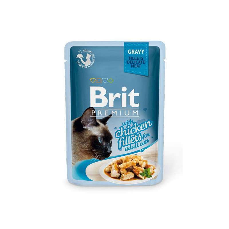 Brit Premium (Брит Премиум) Cat Chiсken fillets in Gravy - Влажный корм с кусочками из куриного филе в соусе для кошек (85 г) в E-ZOO