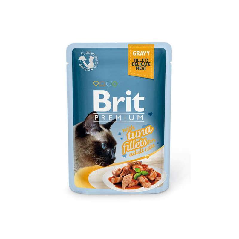 Brit Premium (Бріт Преміум) Cat Tuna fillets in Gravy - Вологий корм зі шматочками із філе тунця в соусі для котів (85 г) в E-ZOO