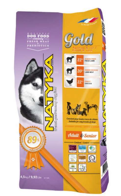 Natyka (Натіка) Gold Lamb & Rice Dogs - Напіввологий корм для собак різних порід на всіх етапах життя (4,5 кг) в E-ZOO
