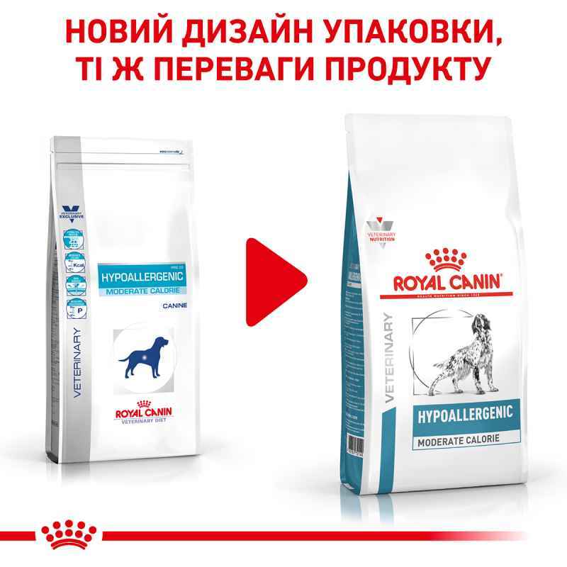 Royal Canin (Роял Канін) Hypoallergenic Moderate Calorie - Ветеринарна дієта для собак при небажаній реакції на корм (14 кг) в E-ZOO