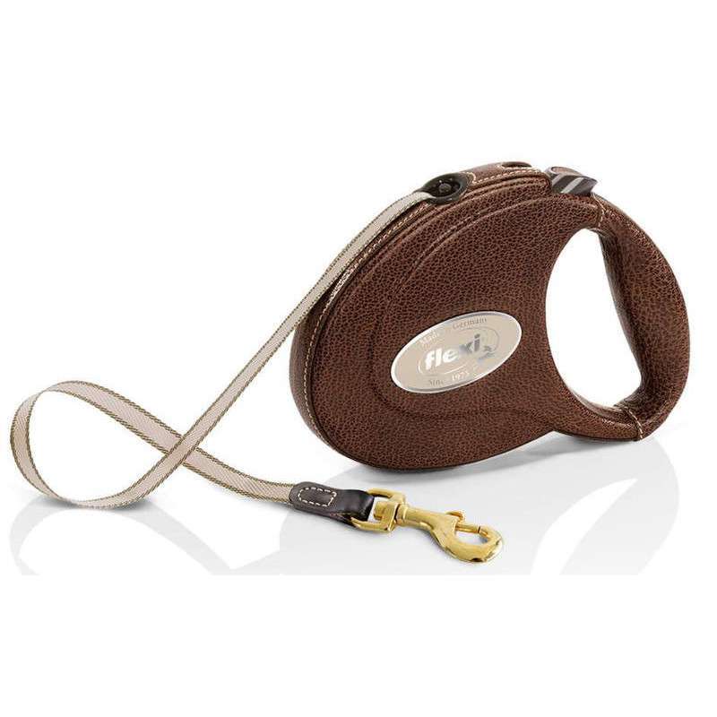 Flexi (Флекси) Leather М - Кожаный поводок-рулетка для собак, лента (5м , до 25 кг) (М) в E-ZOO