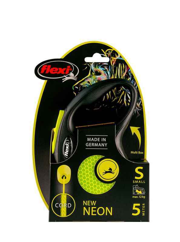 Flexi (Флекси) New Neon - Поводок-рулетка для собак, светящийся в темноте, трос (XS) в E-ZOO