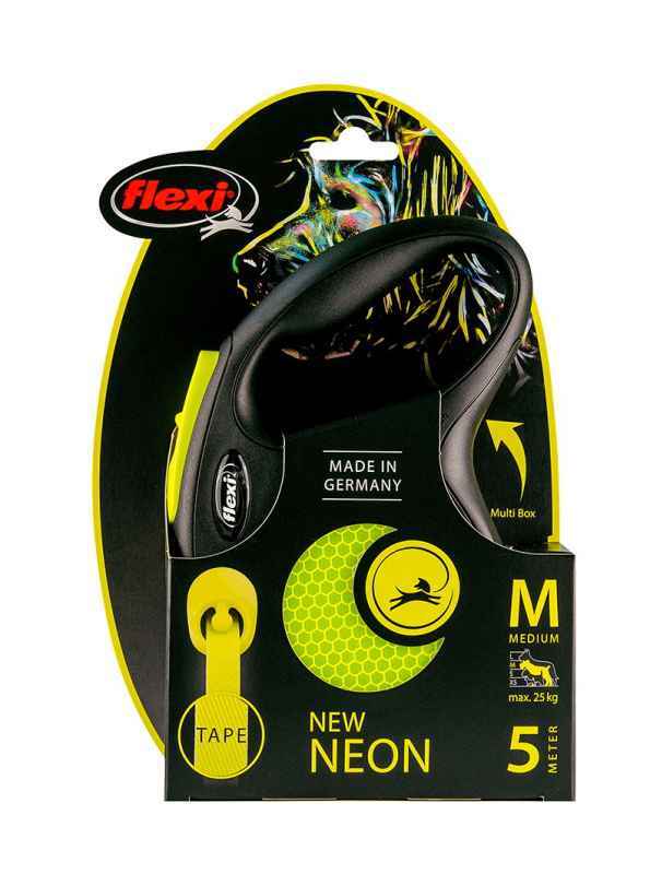 Flexi (Флекси) New Neon - Поводок-рулетка для собак, светящийся в темноте, лента (XS) в E-ZOO