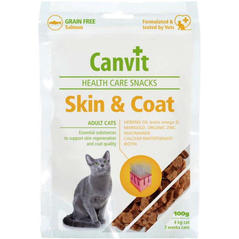 Canvit (Канвит) Skin&Coat Snack - Полувлажное лакомство с лососем для здоровой кожи и красивой шерсти котов (100 г (280 шт.)) в E-ZOO