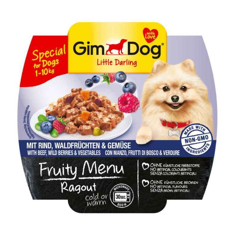 GimDog (ДжимДог) LITTLE DARLING Fruity Menu - Рагу с говядиной, лесными ягодами и овощами для собак мелких пород (100 г) в E-ZOO