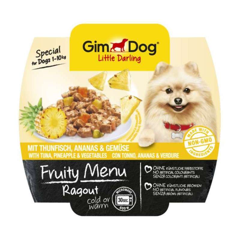 GimDog (ДжимДог) LITTLE DARLING Fruity Menu - Рагу с тунцом, ананасом и овощами для собак мелких пород (100 г) в E-ZOO
